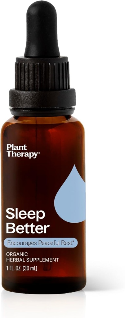 Rostlinoterapie Organic Sleep Lepší tinktura 30 ml (1 oz) Podporuje relaxaci a spánek, pomáhá uklidnit rušné mysli, s heřmánek, Lemon Balm & Valerian Extracts
