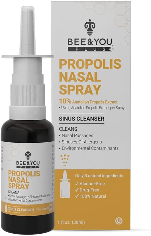 BEE and You Plus Natural Propolis Nasal Spray 1 Fl oz curren124; Congestion Relief Drug Free & Alkohol Free, Sinus Relief, Alergie, Nasal Moisturising Spray