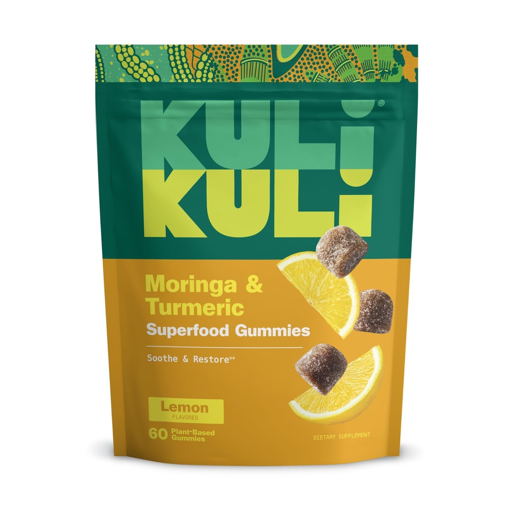 Kuli Kuli Super Energy Gummies - Energetické doplňky s Moringa, Caffeine- Free Natural Energy Booster - 60 Non-GMO, Gluten- Free Moringa Gummies