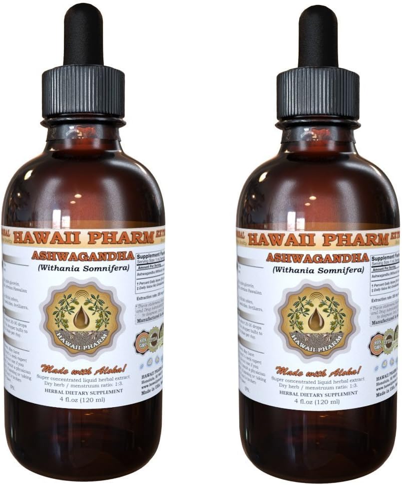 Ashwagandha Liquid Extract, Organic Ashwagandha (Witania Somnifera) Sušená kořenová tinktura dodatek 2x4 oz