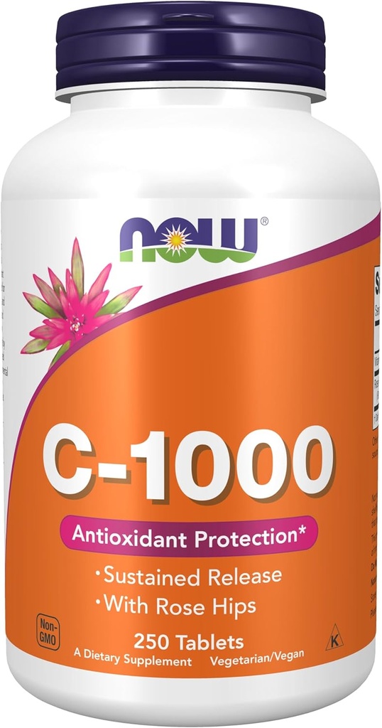 Nyní potraviny, C- 1000, Nyní potraviny Vitamin C- 1000 Trvalé uvolňování s Rose Hips, 250 tablet