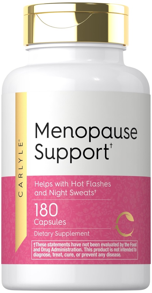 Carlyle Menopauza Dodatek pro ženy 124; 180 Kapsle 124; Pomáhá s návaly horka a noční pocení 124; Non- GMO, gluten zdarma Menopauza podpora