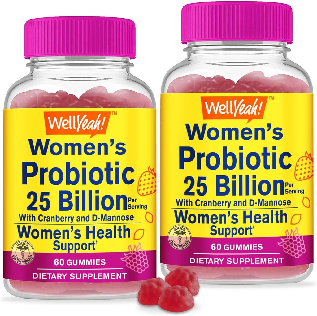 No... Jo 25 miliard probiotik pro ženy Cranberry a D- Mannose Gummies (2 Pack) - Vaginální a Gut zdraví, stravovací podpora, a feminin zdraví - Womens Probiotic s 12 Strains - 60 Gummies