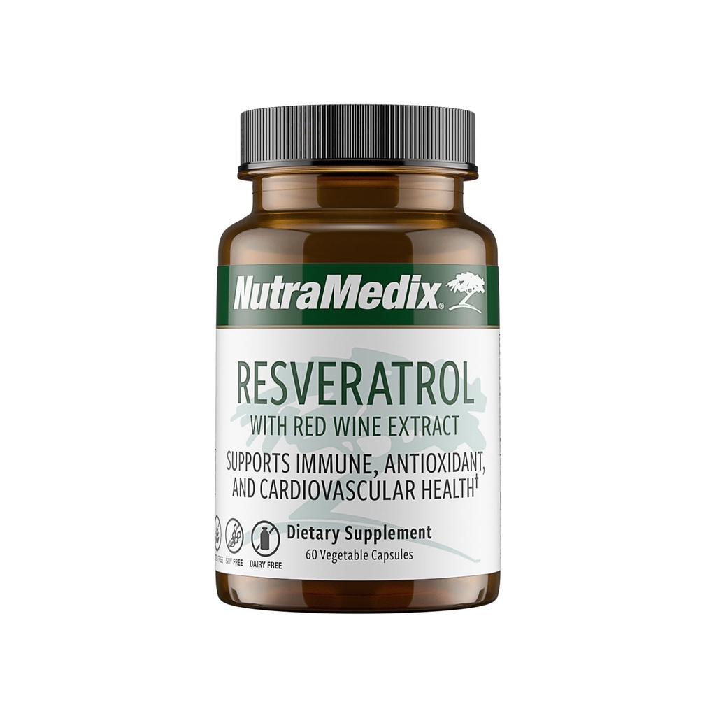 NutraMedix Resveratrol Kapsle - Biologicky dostupný doplněk antioxidantů z červeného vína Extract + Grape Skins - 200mg japonské Knotweed pro imunitní a kardiovaskulární podporu (60 Kapsle)