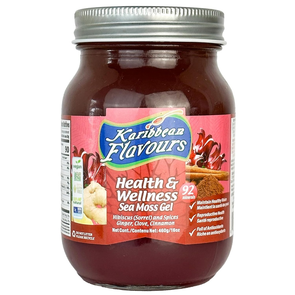 Sea Moss Gel (Sorrel Hibiscus) 16 Oz. 124; Přírodní syrové organické bobule 124; Baleno s vitamíny a minerály 124; Stabilní nádrže 124; Eticky sklizené