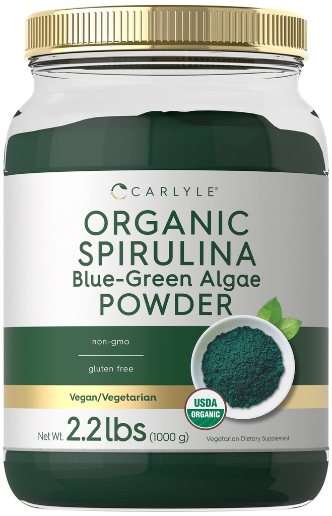 Carlyle Organic Spirulina Powder 2.2 lbs current 124; Blue Green Algae current 124; 8g Spirulina per Serving current 124; Vegan, Non-GMO, gluten zdarma dodatek