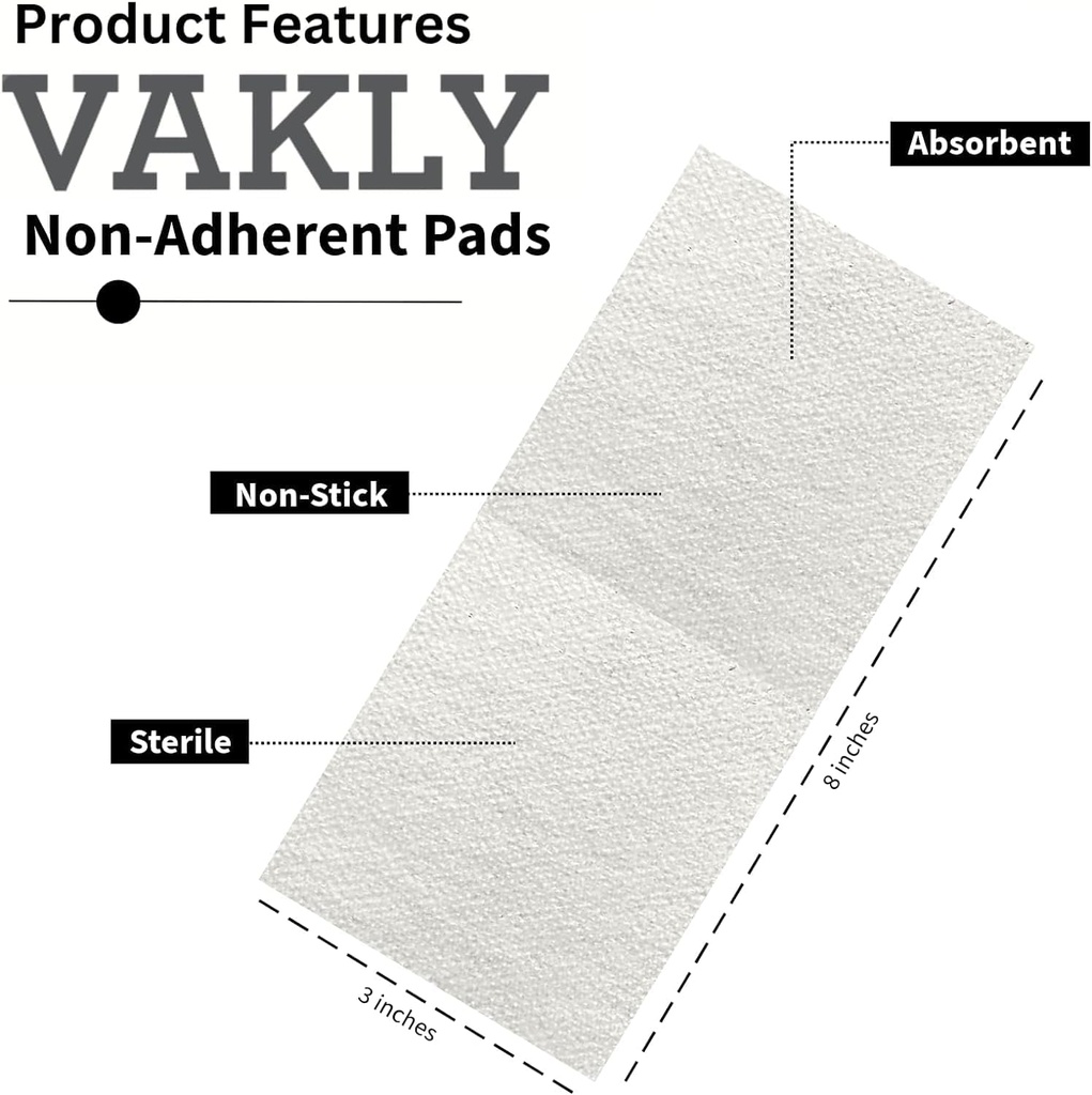Sterilní non-adherent 3x8 Gauze Pads - Thick Non-Stick Wound Dressing 3 "x8" Individuálně zapečetěné 124; Vysoce absorbent obdélníkový bandáž 124; Bezbolestné odstranění (20)
