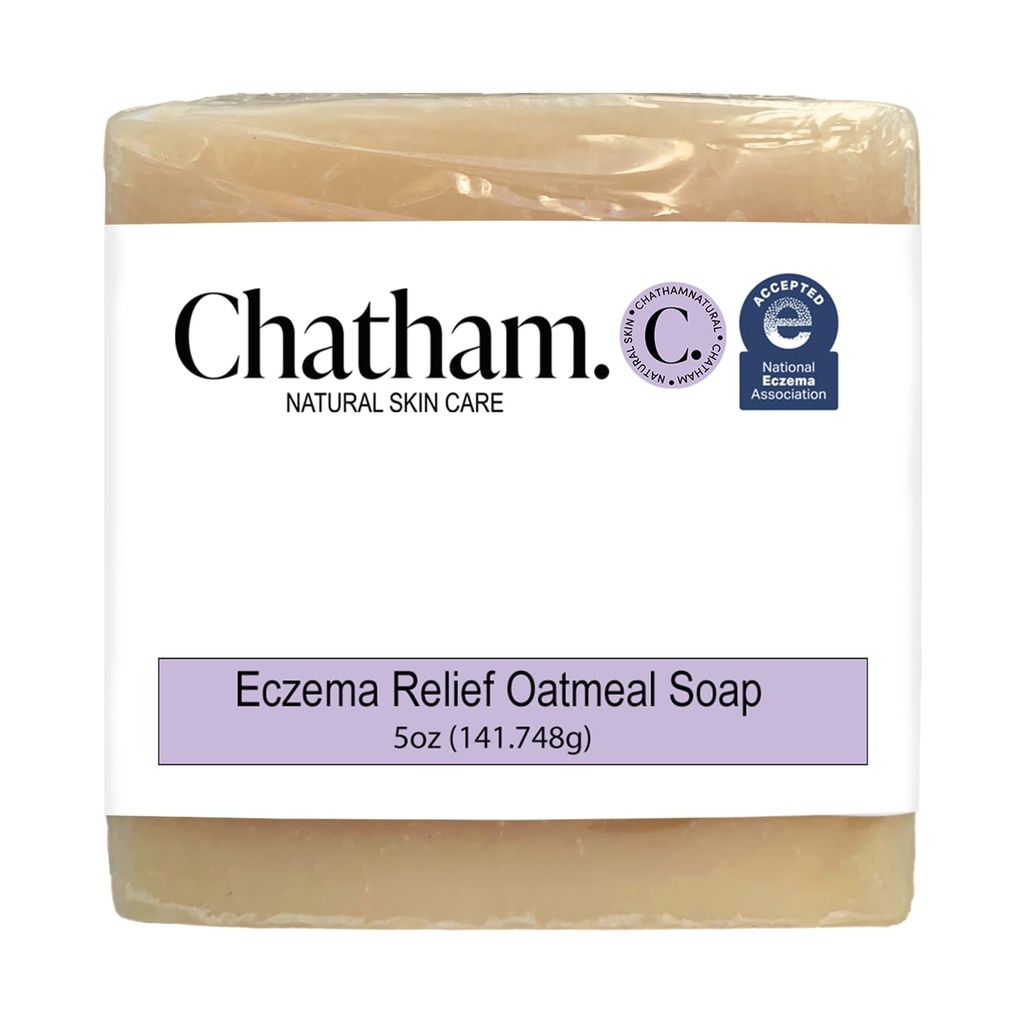 Chatham přírodní péče o pleť Eczema Relief Ovesné vločky mýdlo, mýdlo ovesná lázeň, léčba ekzém růžová, psoriáza