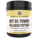 Keto MCT Oil Powder + Collagen + Prebiotic Acacia Fiber, Vanilla Flavor, 16oz. MCT Oil Powder z kokosů. Tráva Fed kolagen, ideální pro Keto, 0 Net Carb, Stevia, Erythritol, práškový nápoj