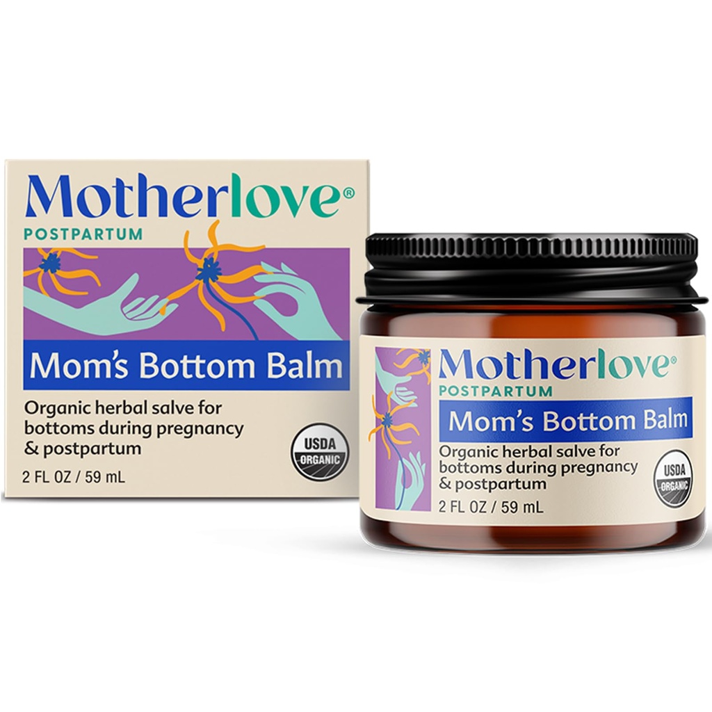 Matka miluje mámin spodní balzám (2 oz) Organic Bylinný Salve w / Čarodějnice Hazel pro dna během těhotenství & Poporodní - Non- GMO Ointment