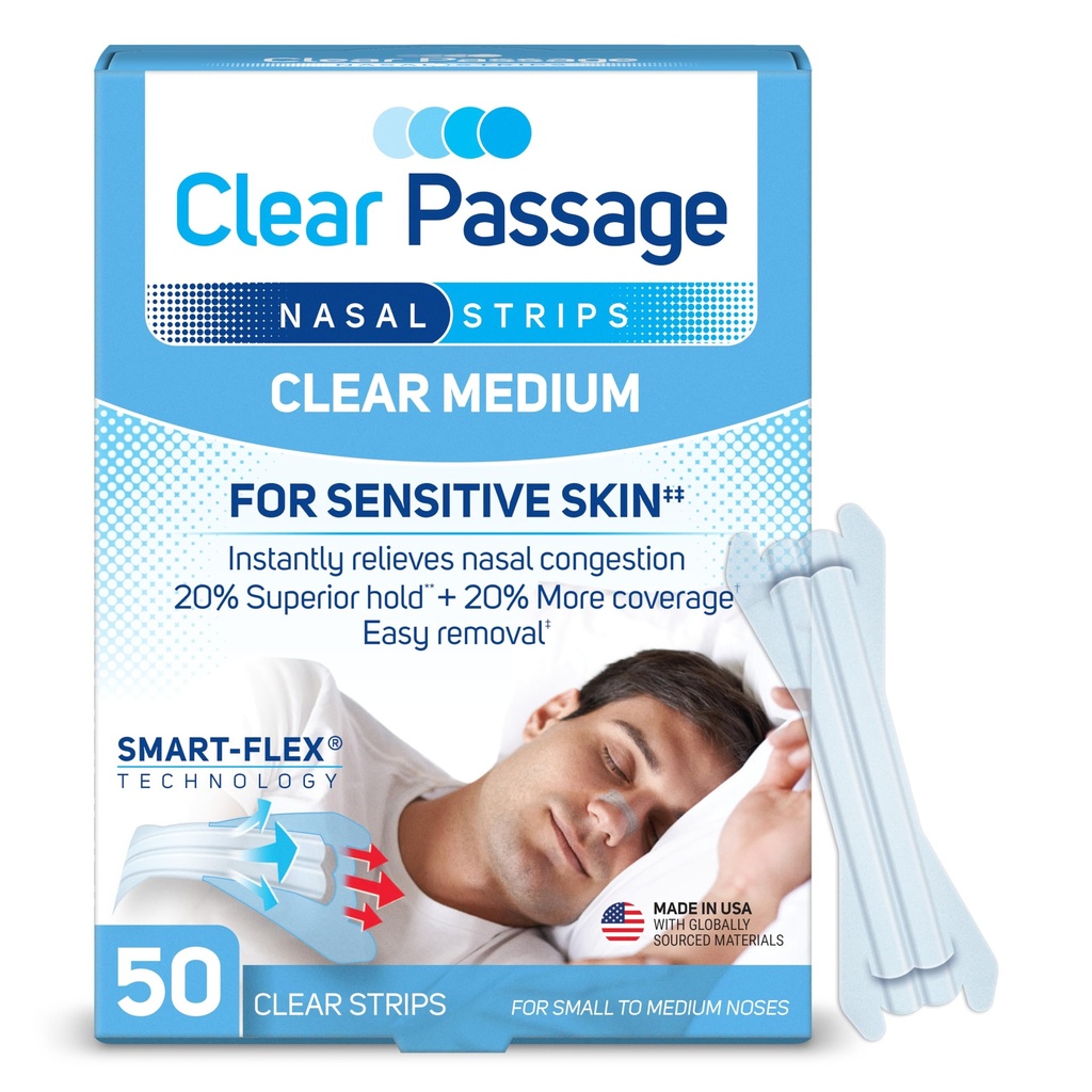 Nasal Strips Medium, Clear, 50 ct cd 124; Pracuje okamžitě na zlepšení spánku, snížení souloži, & Relieve Nasal Congestion Vzhledem k nachlazení a alergie