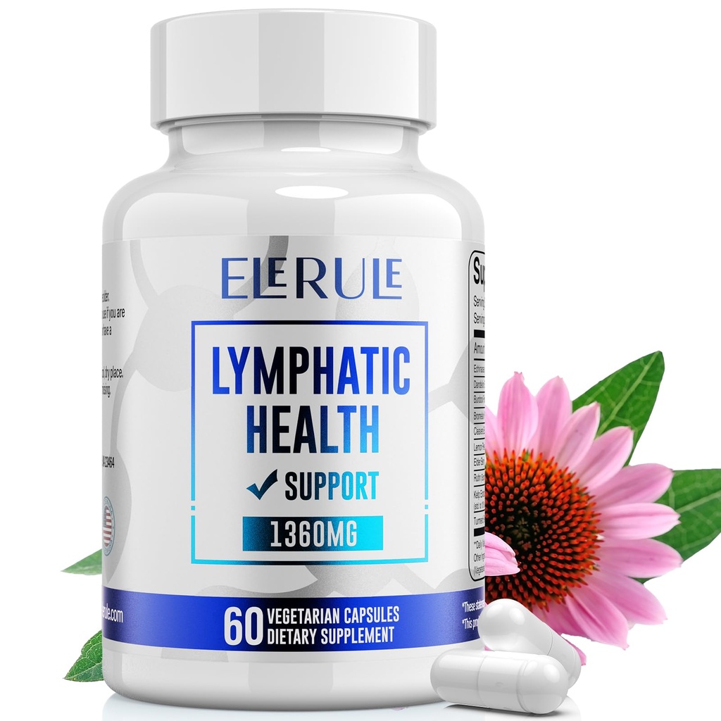 Lymfatický doplněk podpory, Lymfatické odsávání doplňky s Pampeliška, Burdock, Echinacea, Lemon & More, Lymfatická podpora systému pro muže a ženy - 60 Kapsle