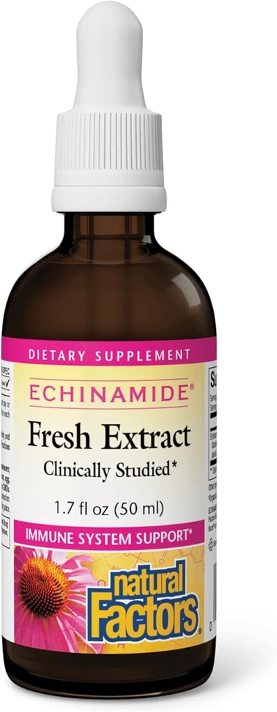 Přírodní faktory - Echinamid Echinacea Fresh Herb Extract, Podpora imunitního systému, 30 Služeb (1.7 oz)