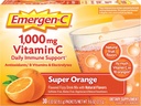 Emergen- C 1000mg vitamin C prášek pro denní imunitní podporu kofein zdarma vitamín C doplňky se zinkem a mangan, B vitaminy a elektrolyty, Super Orange Flavor - 30 Počet