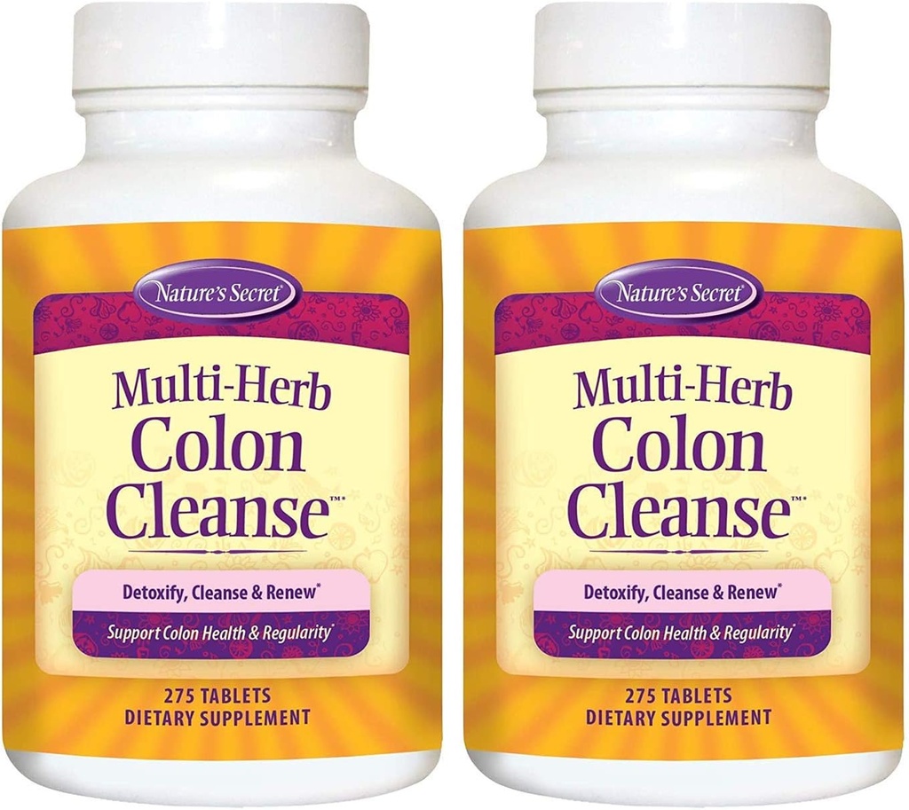 Multi- Herb Colon Cleanse by Nature 's Secret 124; Podporuje stravitelné zdraví a regulace, 275 tablet (Balení po 2)