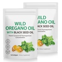 2 Pack Oil of Oregano Softgels, Oregano Oil Kapsle, 165mg Carvacol, 2 v 1 Propriated Oil Oregano s černým semenným olejem 200mg, Oregano Oil Supplement Kapsle