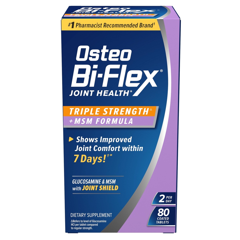 Osteo Bi-Flex Triple Strength (5) s MSM, Glucosamine společný zdravotní dodatek, potahované tablety, 80 Počet