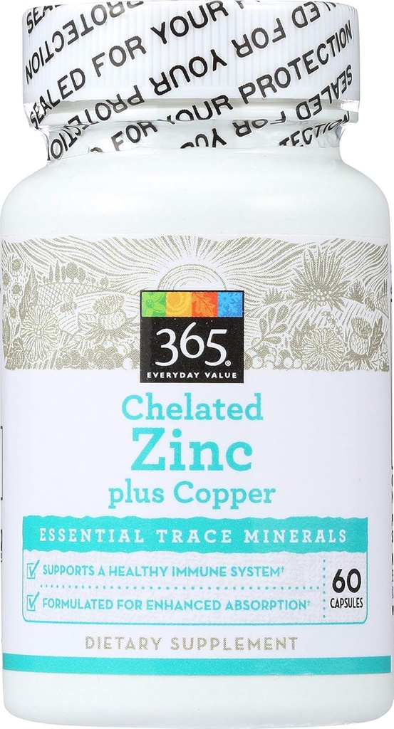 365 by Whole Foods Market, Chelated Zinek plus Copper, 60 ct