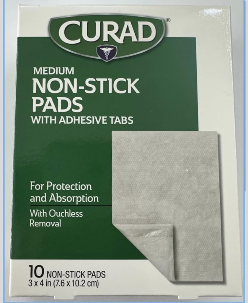 Curad Non- Stick Pads, 3 Inches X 4 Inches 10 Počet