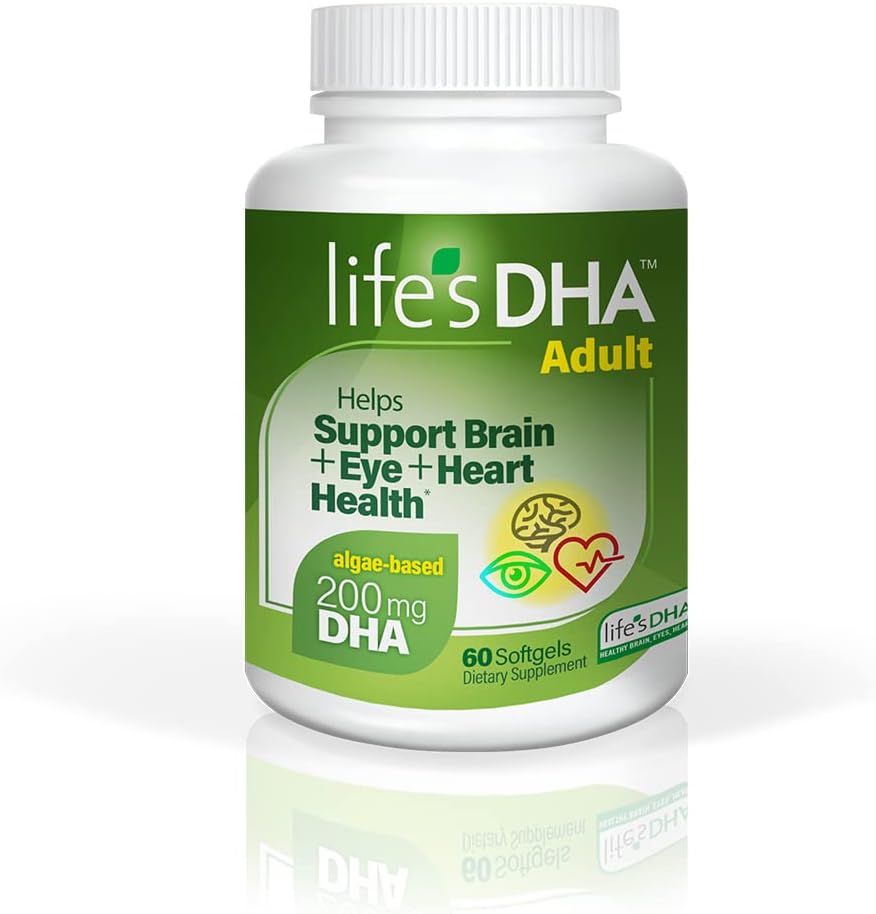Life 's DHA All- Vegetarian DHA Dietní dodatek Podporuje zdravý mozek, oči a srdce, Non- GMO od udržitelného rostlinného zdroje 200 mg DHA Omega-3 60 Softgels