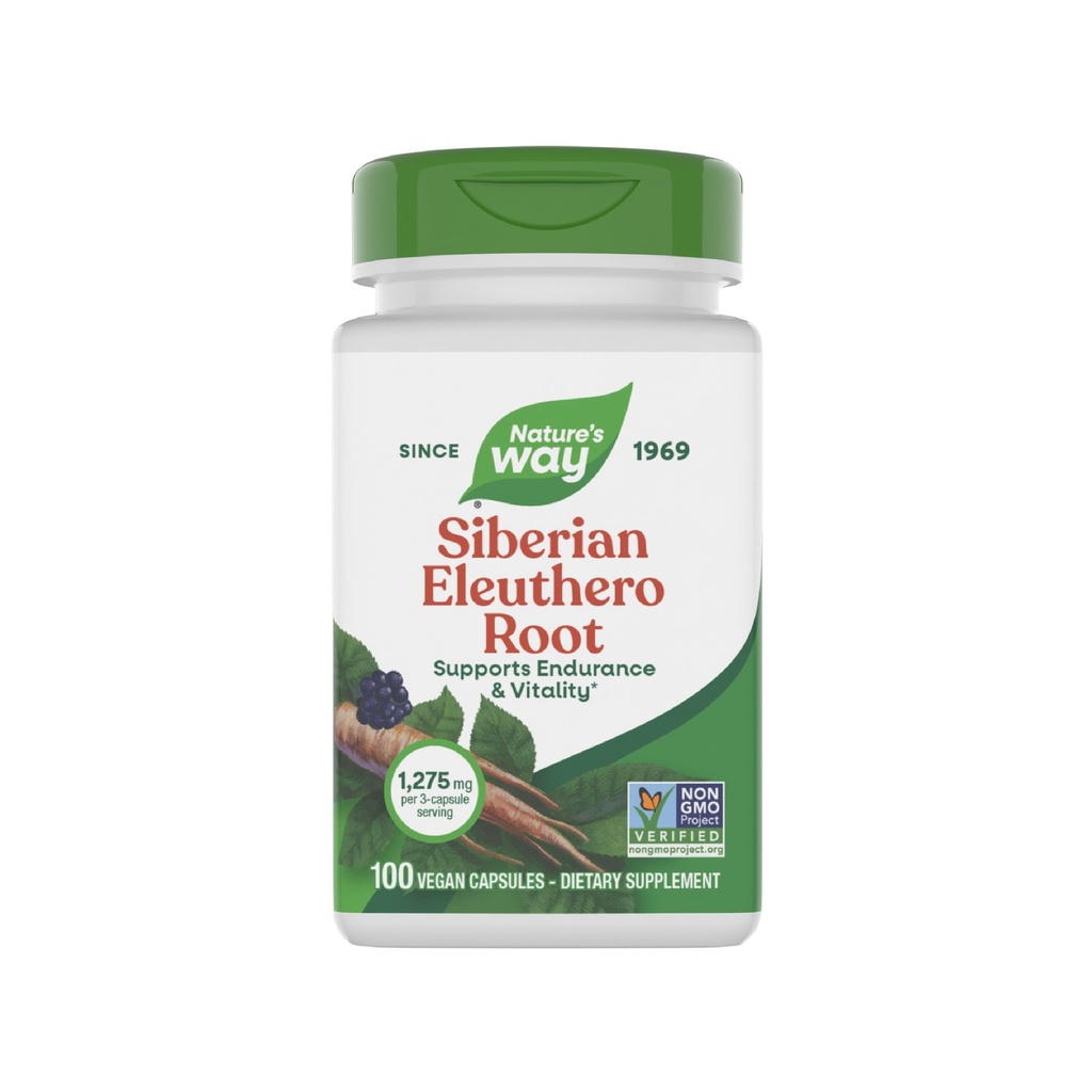 Příroda Way Premium Bylinné Sibiřské Eleuthero Root Dodatek, Podporuje Endurance & Vitality *, Adaptogen *, 1,275mg na 3-Capsule Serving, Non- GMO Projekt ověřen, 100 Kapsle (Balení květen Vary)