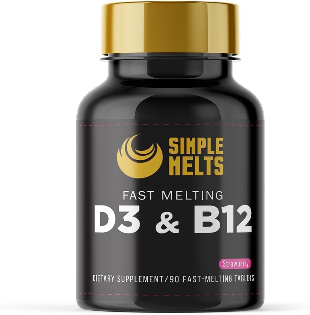 Rozpustný Bariatric D3 B12 PHAR124; Vitamin B12 2500mcg & D3 125mcg 5000IU B 12 a D 3 Tablety PHAR124; Kost, imunitní podpora PHAR124; Strawberry Flavor PHAR124; Vegan GAR124; Sugar- Free, 90- Day Supply