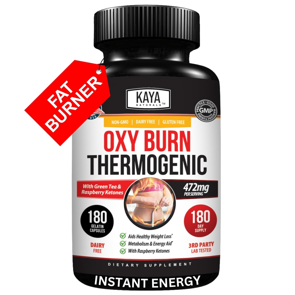 Kaya Naturals Oxy Burn - Termogenní Bylinný vzorec pro aktivní bydlení - Non- GMO & Gluten- Free - 180 Počet