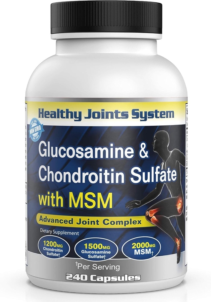 Advanced Mobility & Flexibility Support Formule s Glucosamine, Chondroitin & MSM - 240 Kapsle pro Active Lifestyles & Daily Wellness