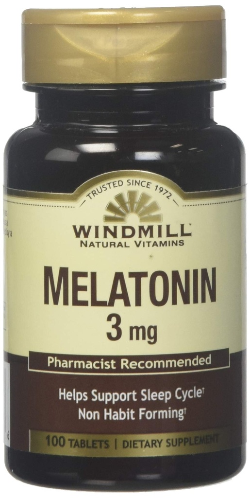 Větrný mlýn Větrný mlýn Melatonin 3 Mg Tabs 100' S Větrný mlýn