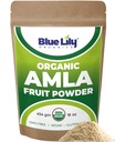 Blue Lily USDA Organic Amla Powder (Amalaki / Indian Gooseberry) 16oz (1lb) Resealable Kraft Bag, 100% čistý Amla Berry Powder, bohatý na antioxidant vitamin C, podporuje zdravý imunitní systém