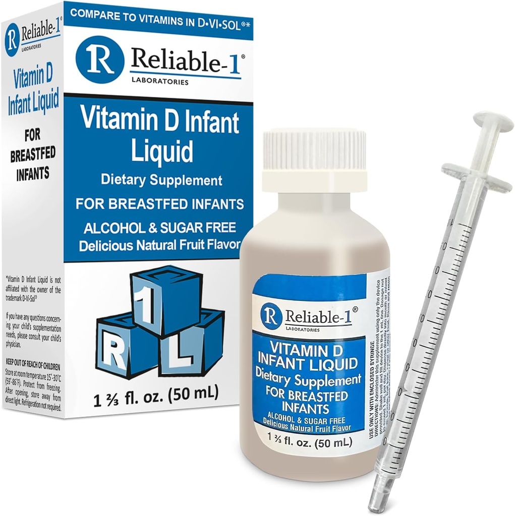 Reliable-1 Laboratories Infant Liquid Vitamin- D Kapky (přírodní ovocné aroma) Cukr & Alkohol zdarma, pro kojenecké děti 0-12 měsíců a nahoru