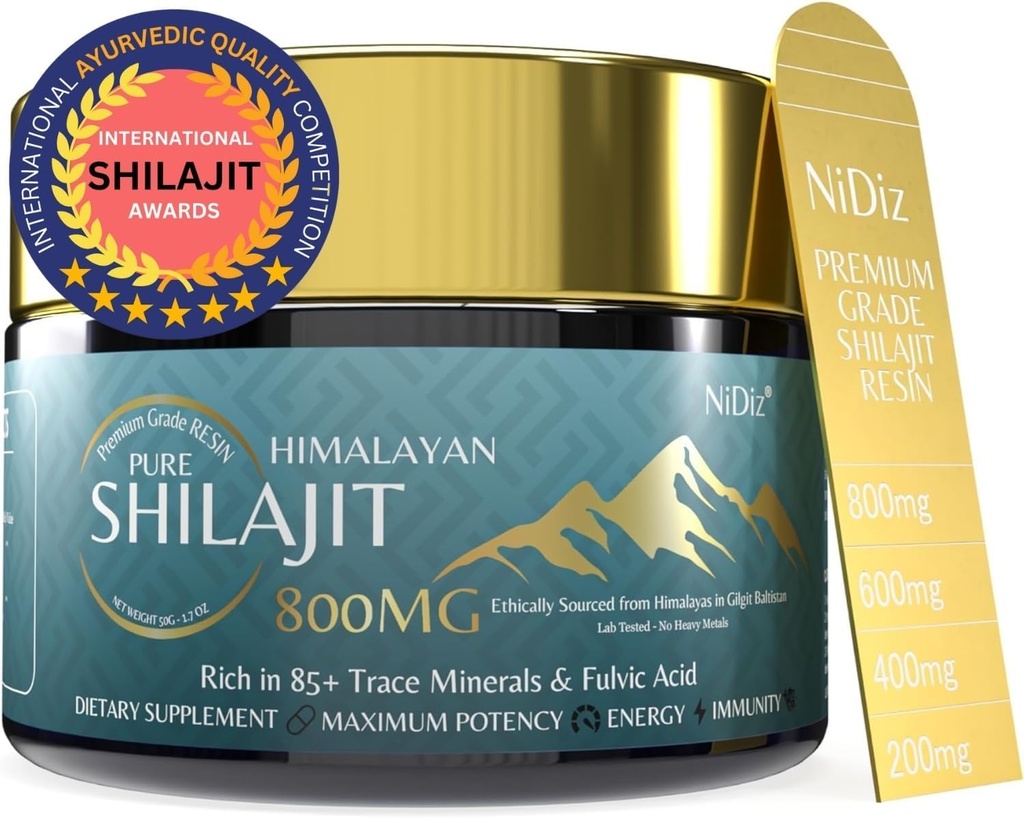 100% čistý Shilajit Resin, 800MG 5- in-1 přírodní Ayurvedic Byliny, 50g