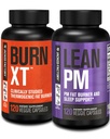 Jacked Factory Burn XT termogenní spalovač tuků & Lean PM Nighttime Weight Loss Dodatek pro muže a ženy 120 Veggie dietní pilulky