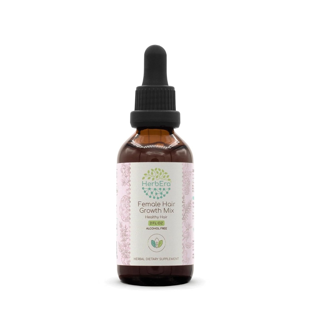 HerbEra Ženský růst vlasů Mix B60 Alkoholicko-Free Extract Tinktura, Koncentrované tekuté kapky Rosemary Leaf, Eleuthero Root, Strhující kopřivka, Koňský ocas Herb, Reishi Houba, Brahmi Herb. 2 Fl Oz