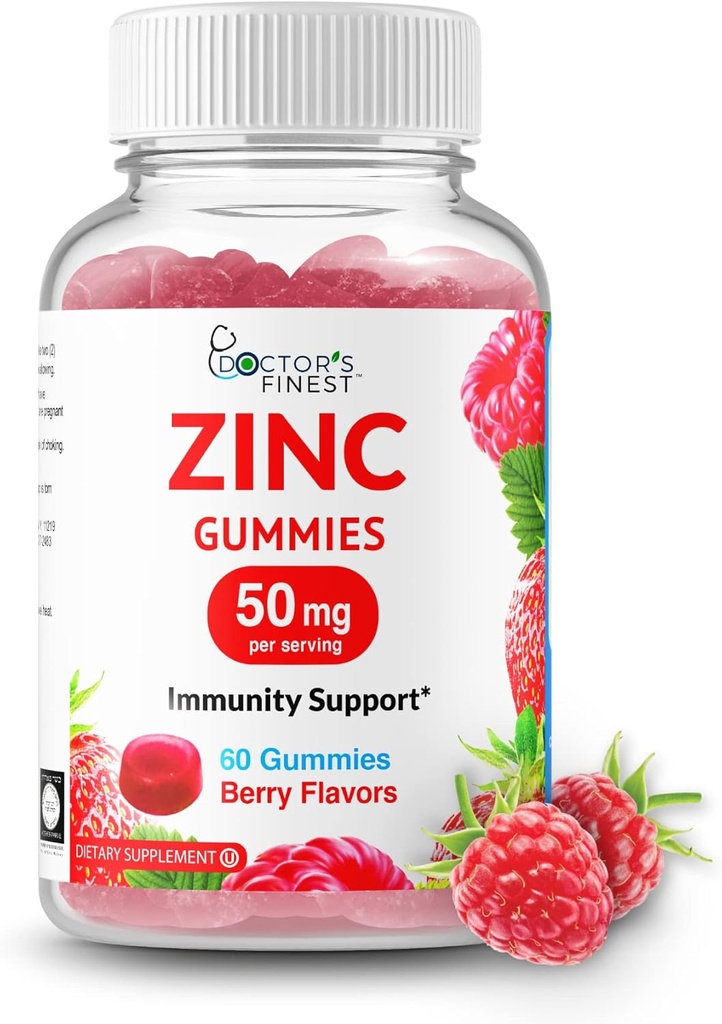 Zinek 50 mg žvýkačky - Vegetariánské, GMO zdarma & gluten zdarma vitamín - Velké Ochutnávání Berry Flavor Pectin Chews - Dospělý doplněk stravy - 60 Počet [30 dávek]