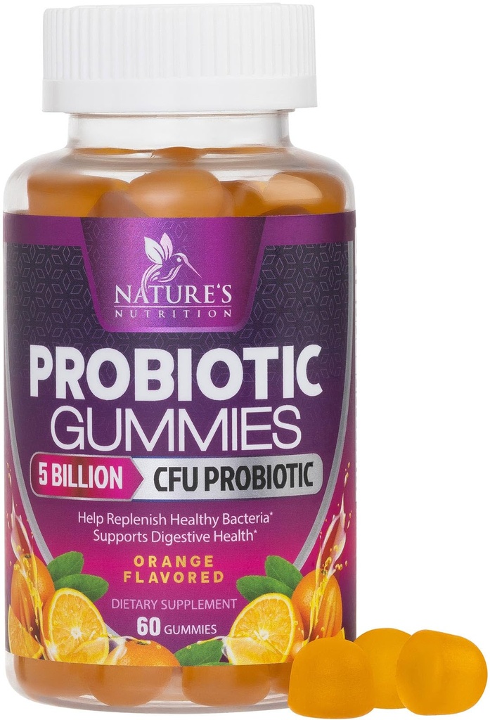 Probiotické gumy pro ženské a mužské trávicí zdraví, 5 miliard CFU, Nejlepší denní probiotika Gummy pro vaginální, imunitní podpora & Gut zdraví, podporuje příležitostné zácpy plyn & Bloating, 60 Gummies