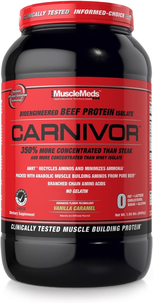 MuscleMeds Carnivor, Light Brown, Vanilla Caramel, 1.95 Pound (Balení po 1)