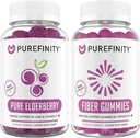 Vláknina PUREFINITY + gumička z bezinky (Inulin FOS Prebiotic Fiber Gummies + Double Force Elderberry Gummies with Zinek & Vitamin C)