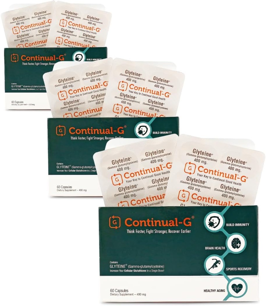 Continual - G Glyteine 400 mg Kapsle 124; Buněčné CUP Enhancing Glutathione Supplementary 124; Výkonná antioxidační podpora 124; 90 CUP Day Supply (180 Kapsle)