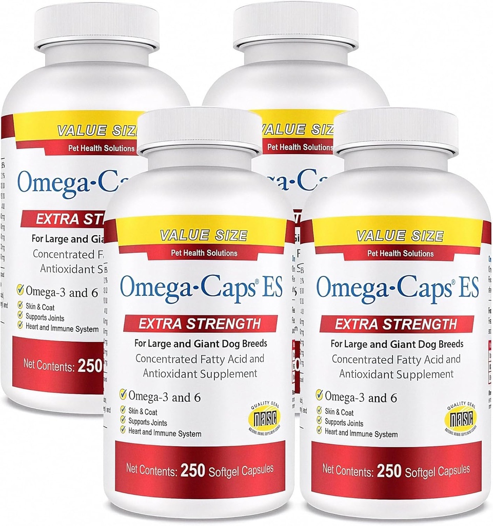 Omega- Caps Extra síla pro velké Breeds- Vet vhodný pro zdravou zářivou pleť & Coat při snížení vypouštění. Obsahuje Omega 3 pro podporu imunitního systému, snadné dávkování, 1000 měkkých gelových kapslí