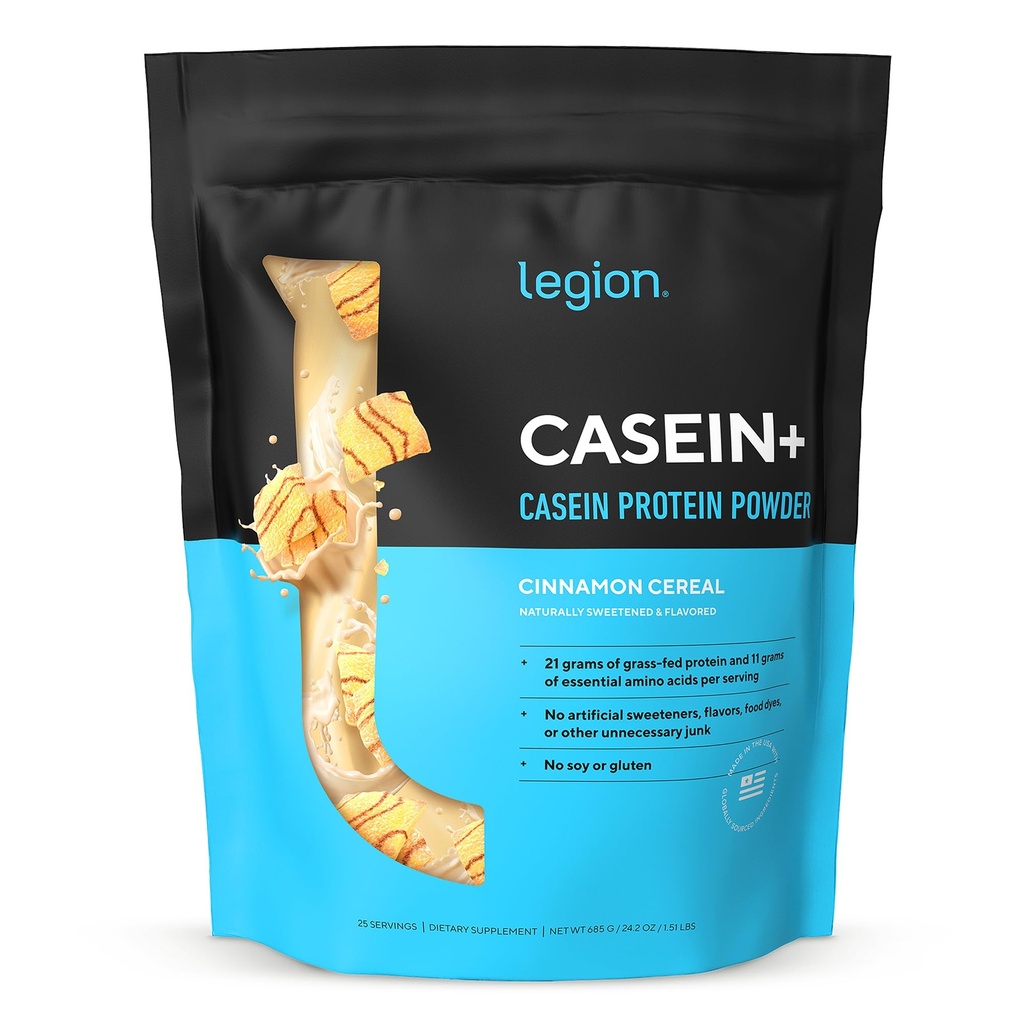 Legion Kasein + Kasein Protein Powder (Skořice Cereal) - Slaw- Release Micelar Protein Powder - Non- GMO, gluten- Free & Přirozeně Sweeced Powder from Grass- Fed Cows