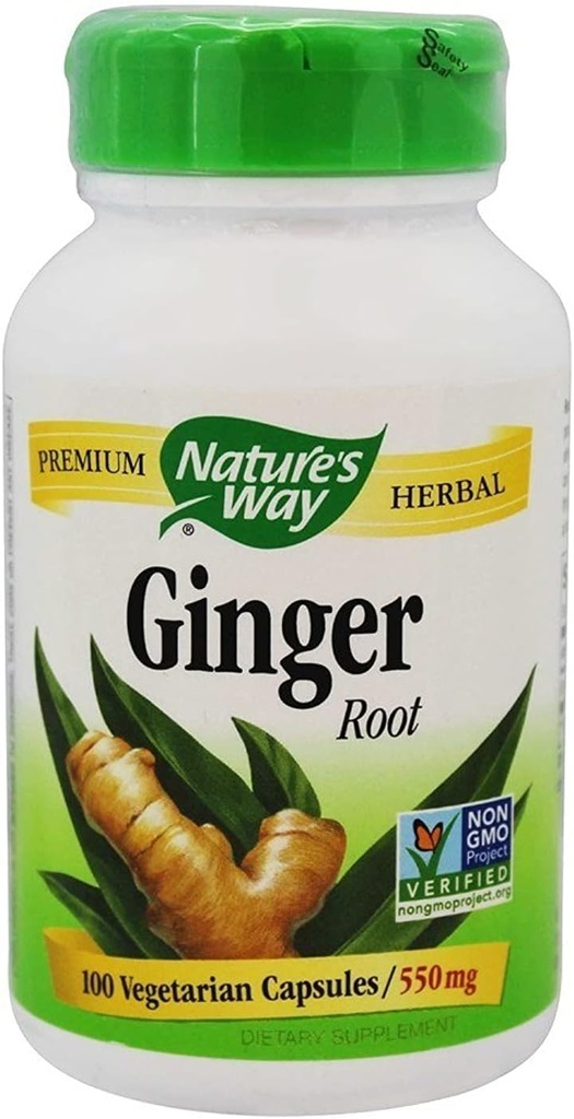 Nature 's Way Premium Bylinný Zázvor Kořen, Stravovací Podpora, 550 mg, 100 Vegetariánské kapsle, Balení po 2