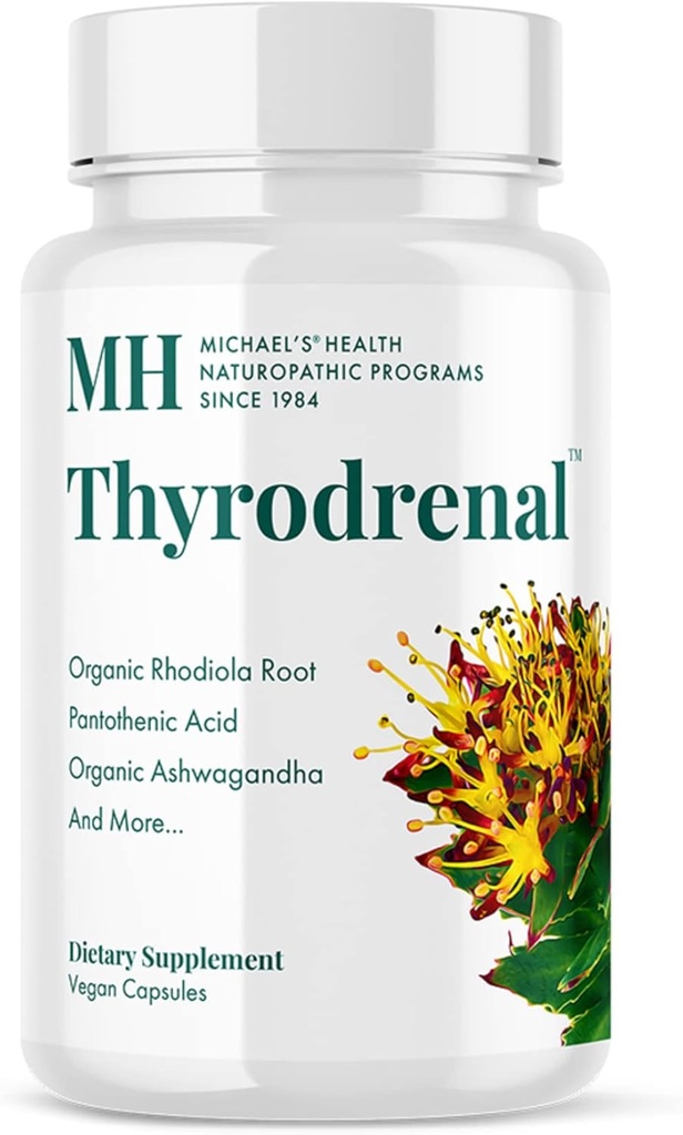 MICHAEL 's Health Naturopatic Programs Thyrorrenal - 120 Vegan Kapsle - Podporuje štítné žlázy a nadledvin zdraví - s vitaminem C - 60 Služeb