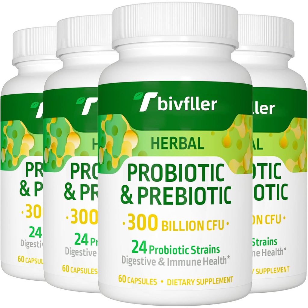 Probiotika pro ženy Men- 300 miliard CFU, 24 Strains Probiotic + 15 Organic Herbs Prebiotics Blend, Pre a Probiotika, pro stravovací zdraví, imunitní & Gut, Diarhea, Bloating, Vegan, 8 Měsíční dodávky