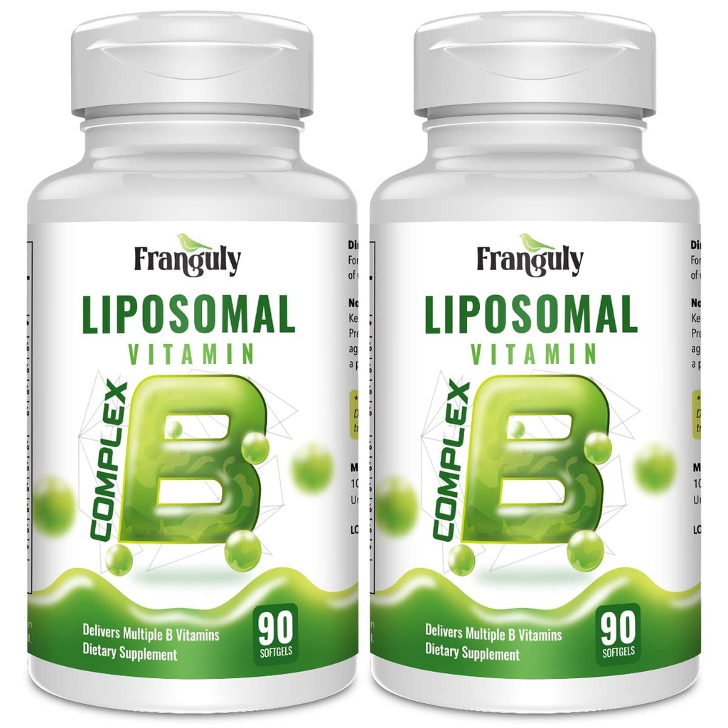 Lipozomální B komplex určený pro vysoce absorpční B vitaminy s Choline Inositol B1, B2, B3, B5, B6, Biotin, Folát, Methylovaný B12 - imunitní, energie, Brain & Heart Support 180 Softgels