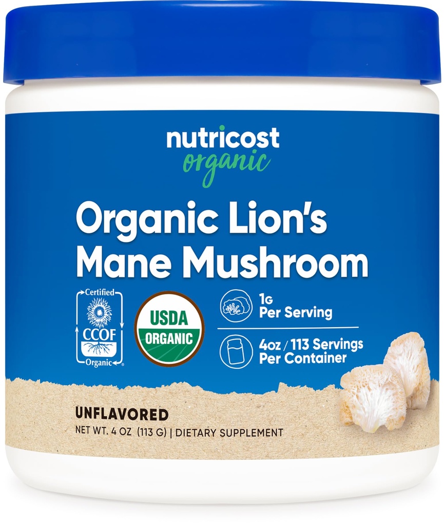 Nutricost Organic Lion 's Mane Houba Powder 4oz - Certified USDA Organic