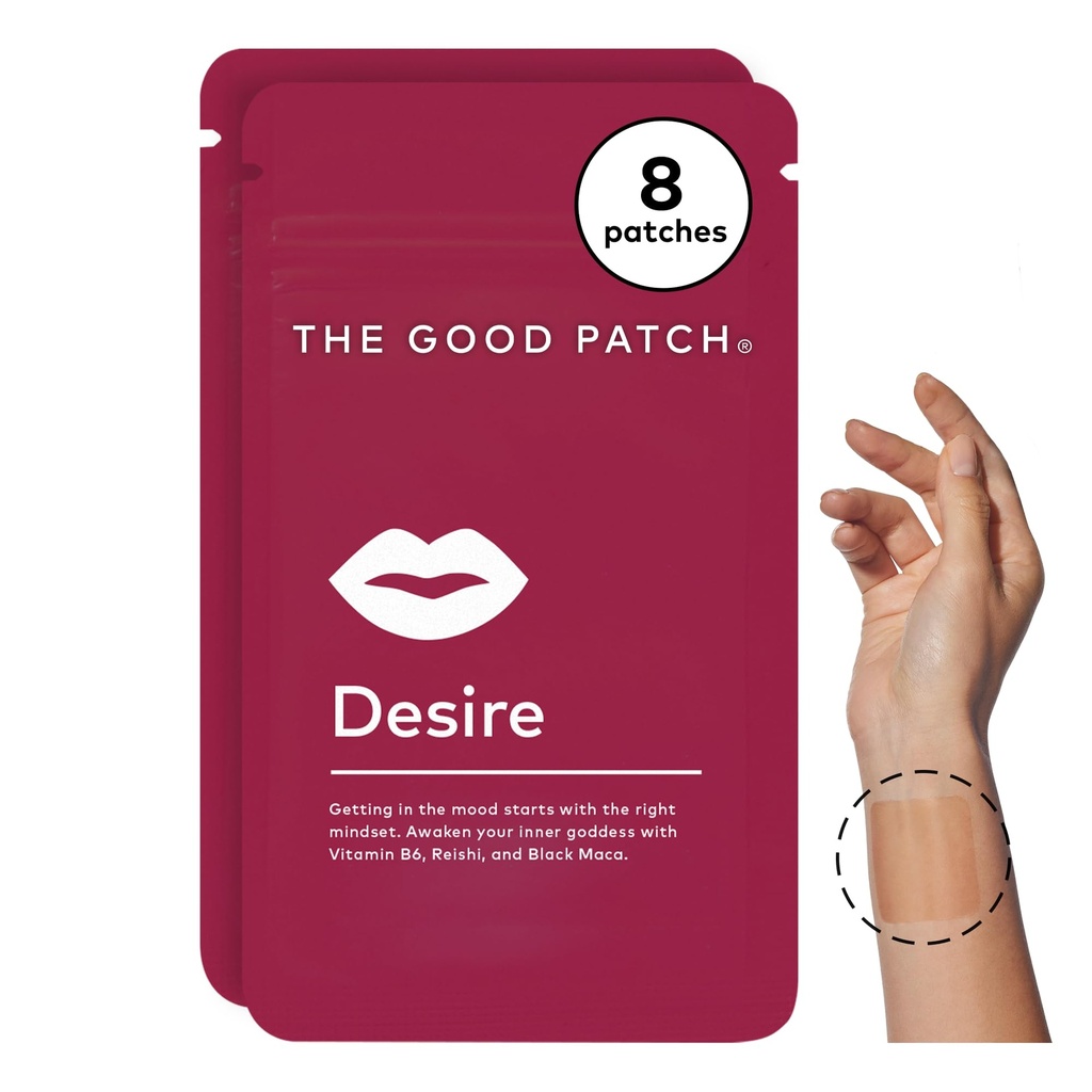 Dobré Patch Desire Sexuální Wellness Záplaty, Získejte v náladě, Přírodní s vitaminem B6, Reishi, Black Maca, Plant Powered Nošení Wellness, Botanický a Vitamin (8 Celkem Záplaty)