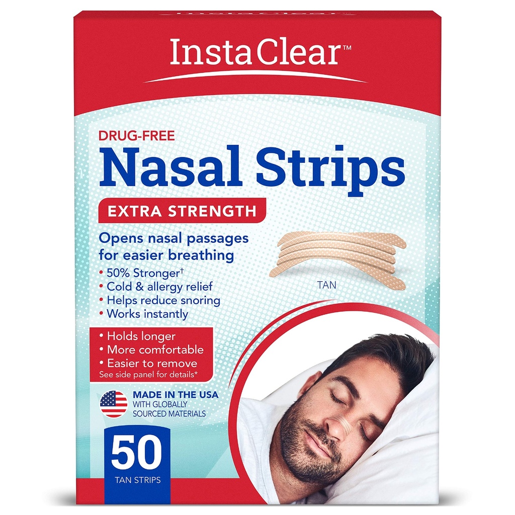Extra- Strength Nasal Strips, Tan 50 ct cd 124; Pracují okamžitě, Dýchat lépe, Nasal Congestion Relief, Zastaví snoring, Cold & Alergie, Extra Strength Tan