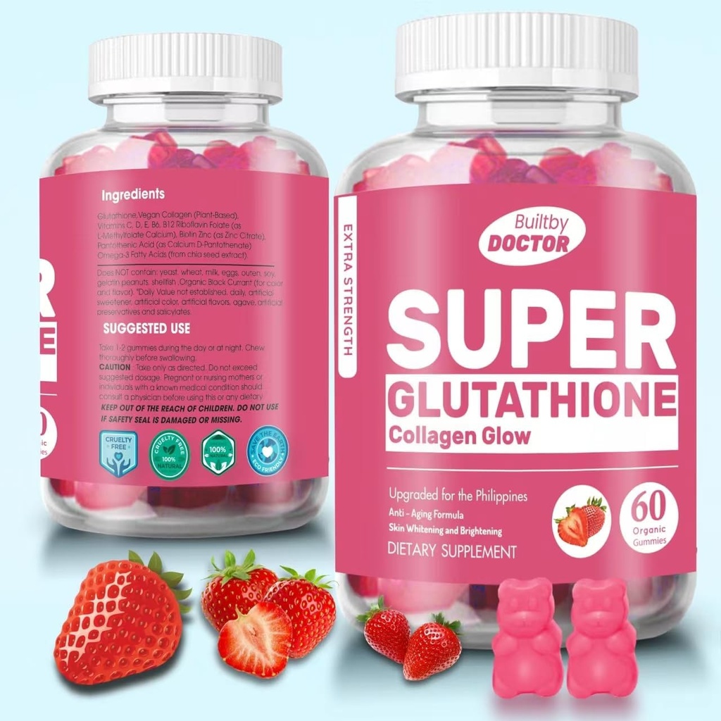 Super glutathione Kolagen Gummies, Glutathione Péče o pleť - Skin Brighting - Gummies Kolagen - Anti- Aging L- Glutathione - Marine Collagen & Vitamins