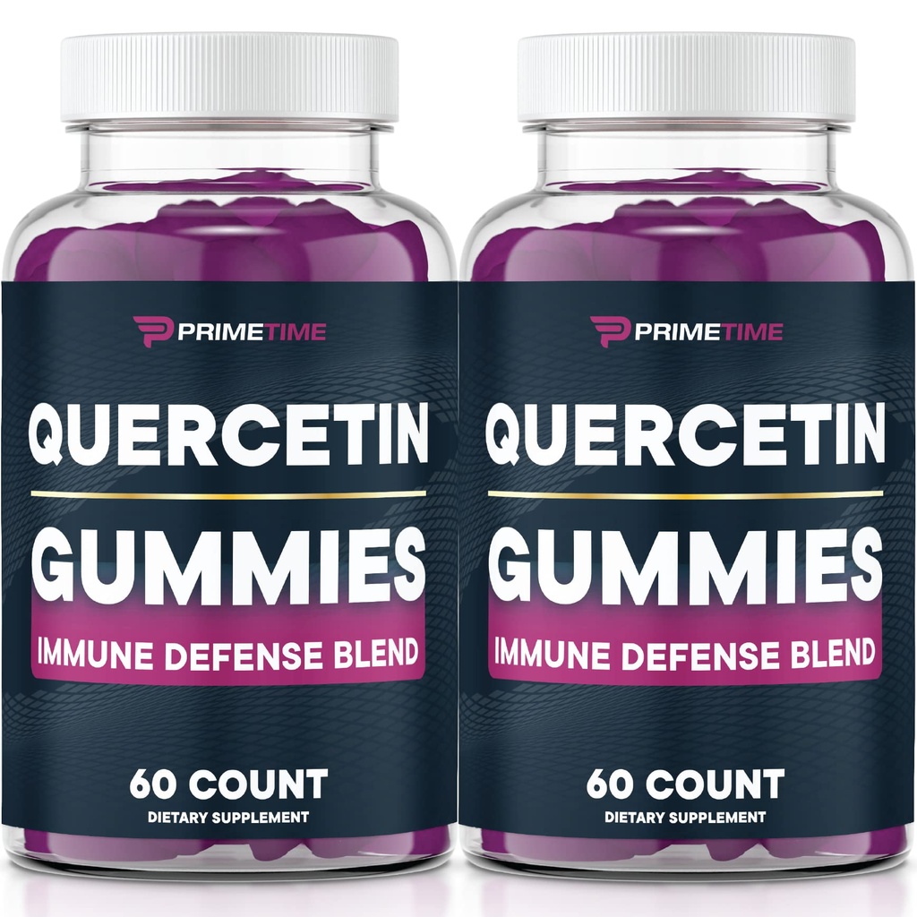 Primetime Sportovní Quercetin + zink + vitamin C 1000mg gumové doplňky s Elderberry, Flavonoid vitamin pro děti dospělé imunitu, imunitní podpora Gummy Booster Vegan (2 Pack) 60 Počet (Pack of 2)